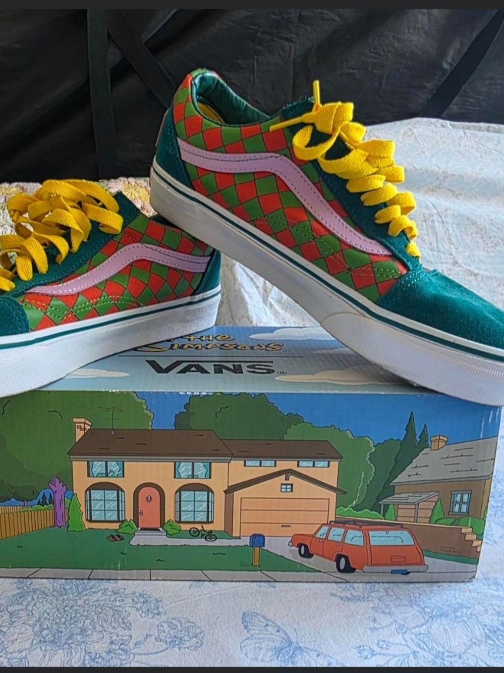 Vans UnisexCheckerboard Low-Top Sneakers in Green, Pink & Yellow Limited Edition